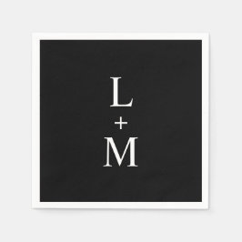 Guardanapo De Papel Casamento Preto do Monograma Personalizado Contemp
