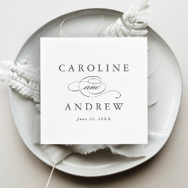 Guardanapo De Papel Casamento Preto e Branco com Letra Elegante