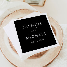 Guardanapo De Papel Casamento Preto e Branco com Letra Moderna