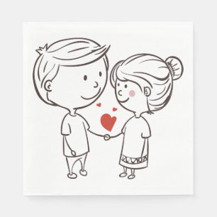 Guardanapo De Papel Casamento Preto-E-Branco Da Noiva E Da Caricatura