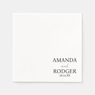 Guardanapo De Papel Casamento Preto e Branco de Roteiro Minimalista Bo