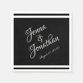 Guardanapo De Papel Casamento Preto e Branco Elegante