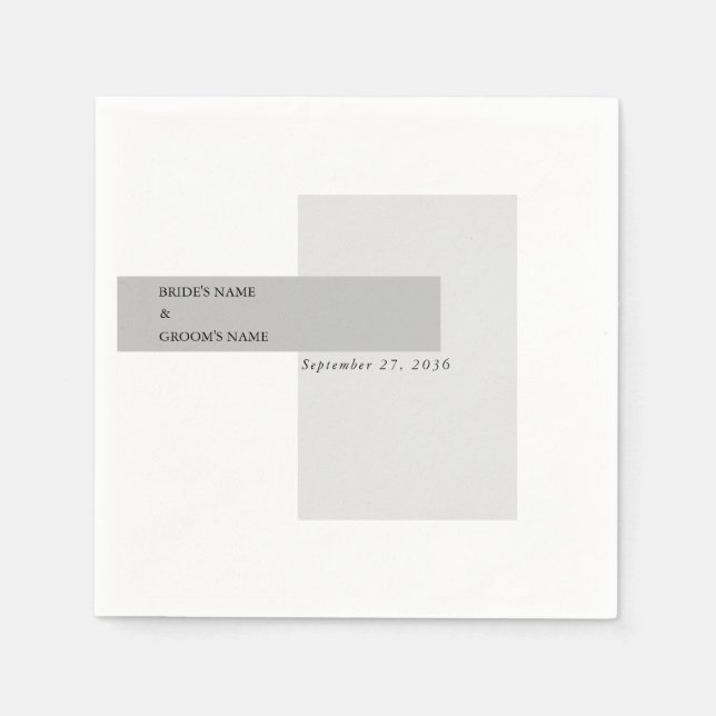 Guardanapo De Papel Casamento preto e branco moderno (Frente)