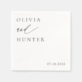 Guardanapo De Papel Casamento Preto e Branco Moderno Chic