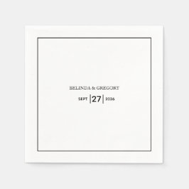 Guardanapo De Papel Casamento preto e branco simples minimalista