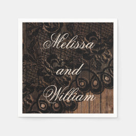 Guardanapo De Papel Casamento Preto Faux Lace