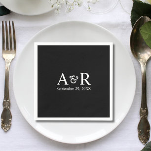 Guardanapo De Papel Casamento Preto Mínimo de Ampersand Monograma