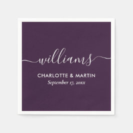 Guardanapo De Papel Casamento Púrpura de Script Moderno Elegante Simpl