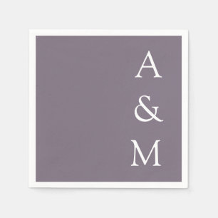 Guardanapo De Papel Casamento Púrpura Mínimo Bold Monograma Boho Dusty