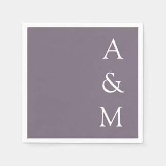 Guardanapo De Papel Casamento Púrpura Mínimo Bold Monograma Boho Dusty