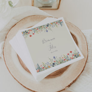 Guardanapo De Papel Casamento Radiante Multicolorido de Flores Selvage