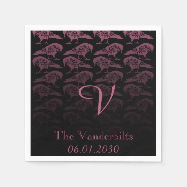 Guardanapo De Papel Casamento Raven Gótico Raven Raven (Frente)