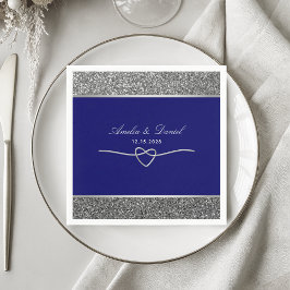 Guardanapo De Papel Casamento Real Azul de Prata Elegante Napkins