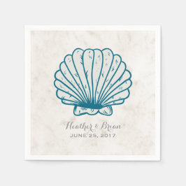 Guardanapo De Papel Casamento Real Blue Rustic Seashell