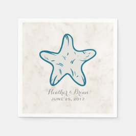 Guardanapo De Papel Casamento Real Blue Rustic Starfish