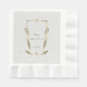 Guardanapo De Papel Casamento Real Dourado de Deco Monograma de Arte B