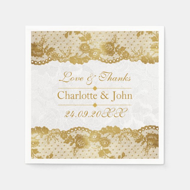 Guardanapo De Papel Casamento Real Personalizado de Locação Branca de  (Frente)