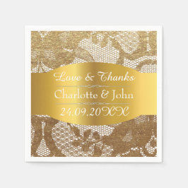 Guardanapo De Papel Casamento Real Personalizado Grungy Lace Ouro