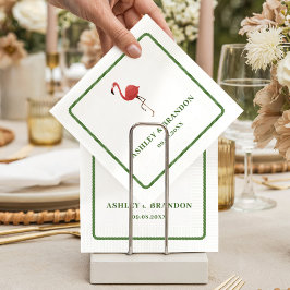 Guardanapo De Papel Casamento Retrô Costeira Praia Trópicos Flamingo
