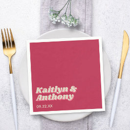 Guardanapo De Papel Casamento Retro Groovy Viva Magenta, de 70 anos