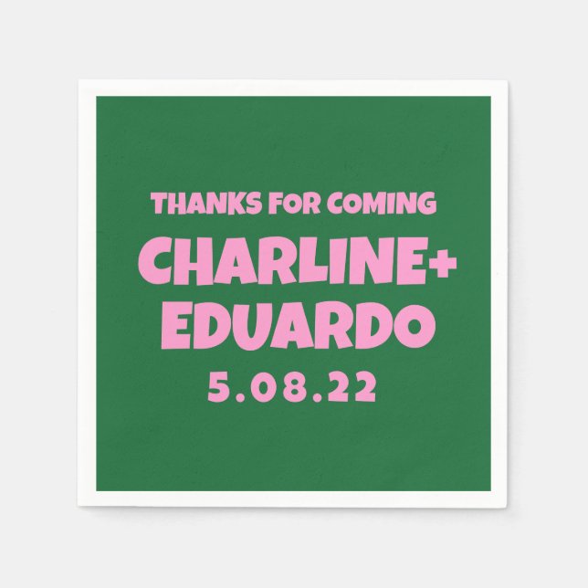 Guardanapo De Papel Casamento Retroativo de Escrita Manual Contemporân (Frente)