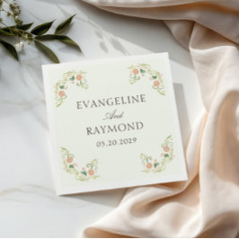 Guardanapo De Papel Casamento Rococó Floral Aquarela Elegante