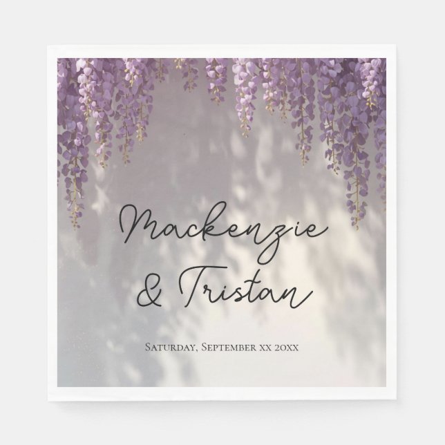 Guardanapo De Papel Casamento Romântico com Wisteria (Frente)
