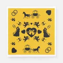 Guardanapo De Papel Casamento Romântico De Cavalo E Carrinho