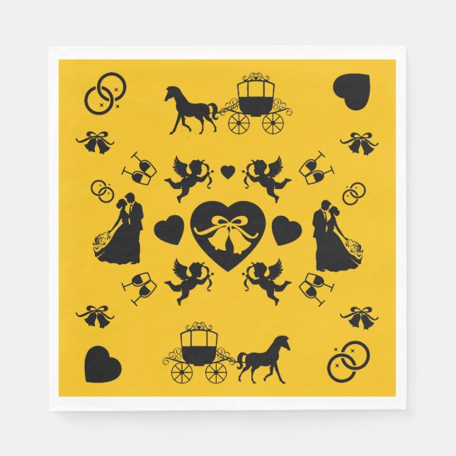 Guardanapo De Papel Casamento Romântico De Cavalo E Carrinho (Frente)