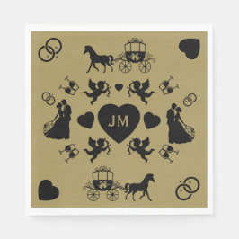 Guardanapo De Papel Casamento Romântico De Cavalo E Carrinho
