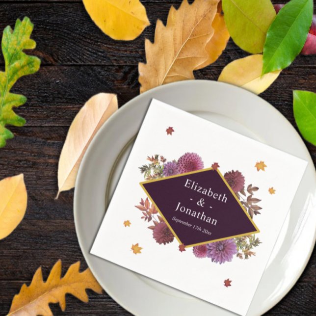Guardanapo De Papel Casamento Romântico de Dahlia de outono (Criador carregado)