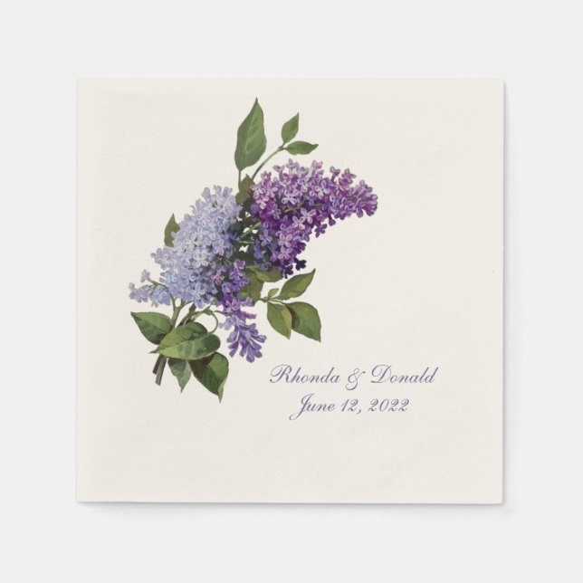 Guardanapo De Papel Casamento Romântico de Lilacs (Frente)