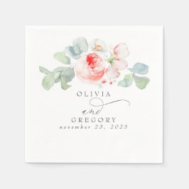 Guardanapo De Papel Casamento Romântico Elegante de Flores Rosa