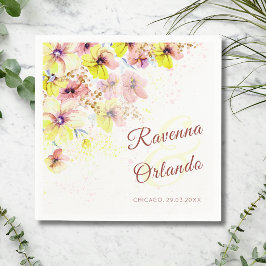 Guardanapo De Papel Casamento Romântico Floral Amarelo Pastel Pansy Pê