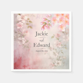 Guardanapo De Papel Casamento Romântico Floral Rosa