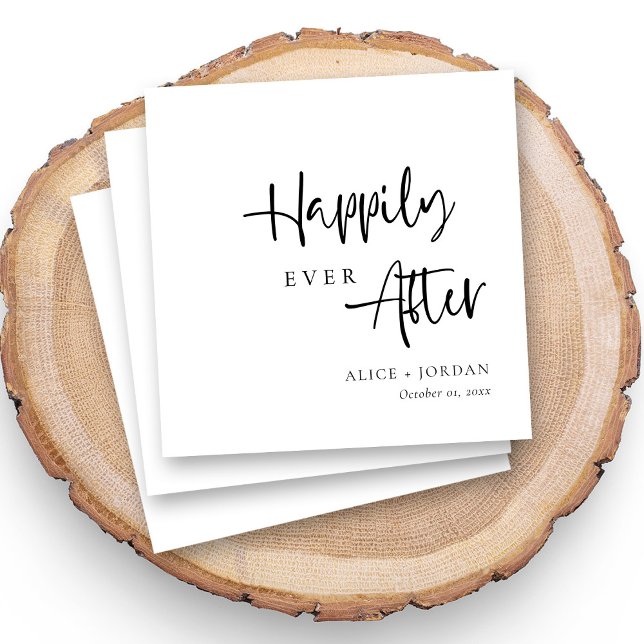 Guardanapo De Papel Casamento Romântico Negro e Branco Personalizado (Romantic black script napkins for personalized weddings)