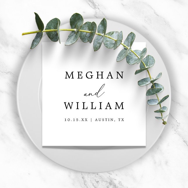 Guardanapo De Papel Casamento Romântico por Caligrafia Simples (Criador carregado)