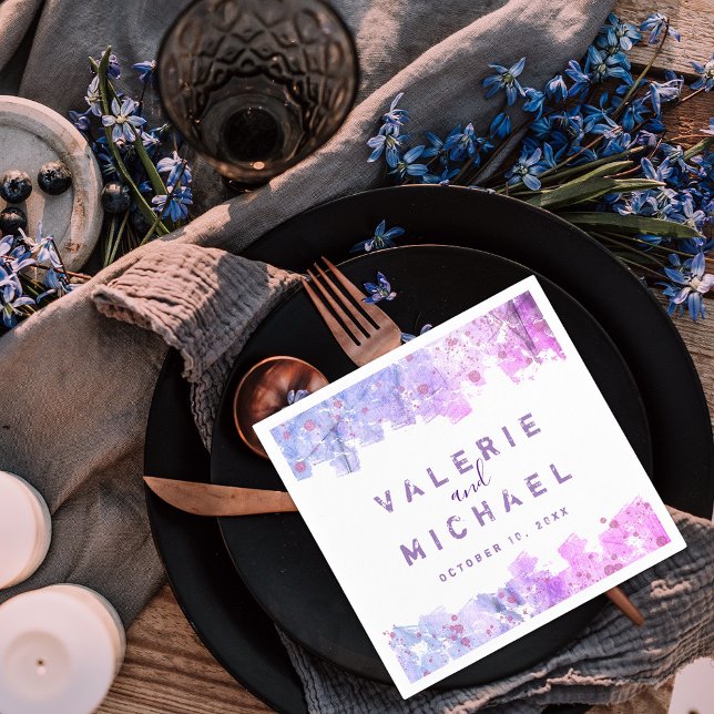 Guardanapo De Papel Casamento Rosa e Púrpura, Grunge Artístico Moderno (Criador carregado)