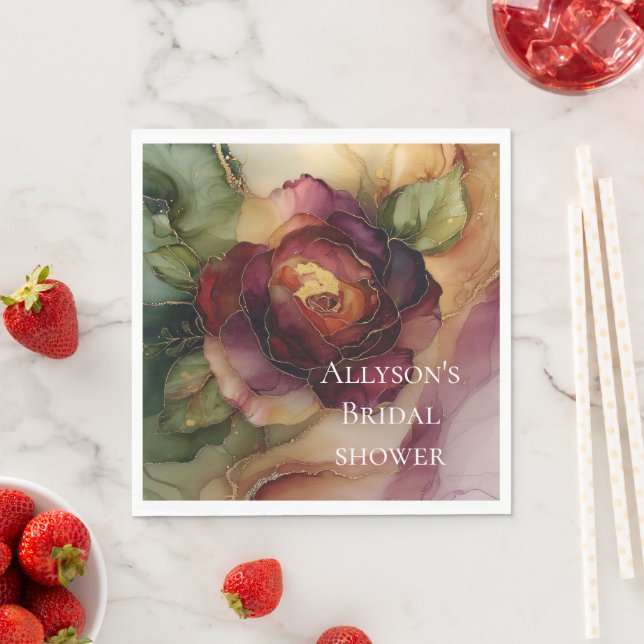 Guardanapo De Papel Casamento Rosa Floral Romântico Vermelho (Insitu)