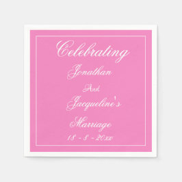 Guardanapo De Papel Casamento Rosa Suave Nomes em Letra Branca Elegant
