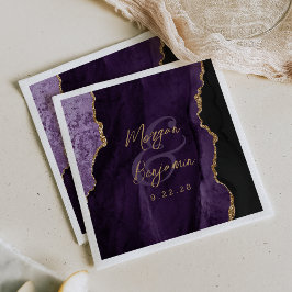 Guardanapo De Papel Casamento Roteiro Dourado Ágata Roxa