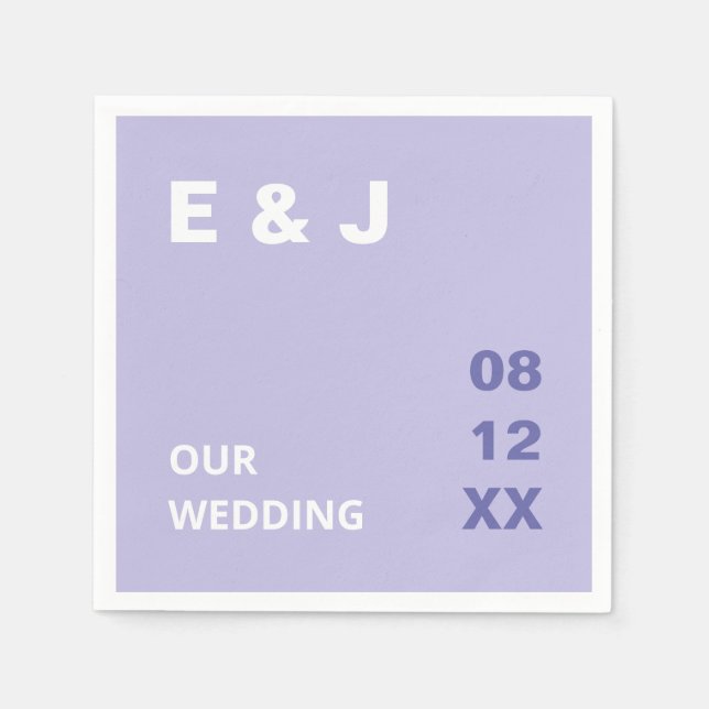 Guardanapo De Papel Casamento Roxo da Lavanda Moderna Napkins (Frente)