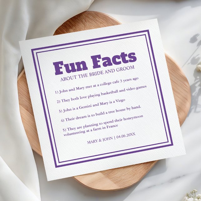 Guardanapo De Papel Casamento Roxo Divertido Simples Minimal Moderno (Criador carregado)