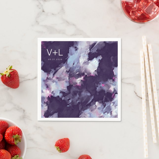 Guardanapo De Papel Casamento Roxo-Moderno de Escova-Traço (Insitu)