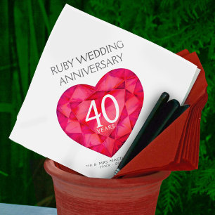 Guardanapo De Papel Casamento Ruby 40º Aniversário do coração guardana