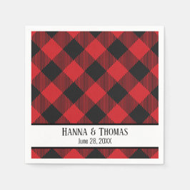 Guardanapo De Papel Casamento Russo da Xadrez de Buffalo Negro Vermelh