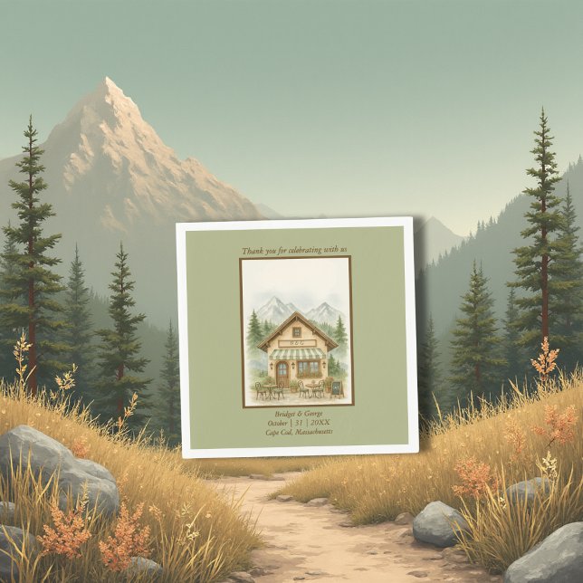 Guardanapo De Papel Casamento Russo de Monograma de Montanha (Criador carregado)