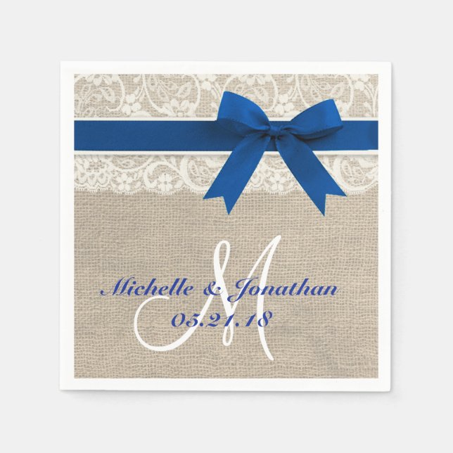 Guardanapo De Papel Casamento Russo de rendas e subúrbios Napkin Blue (Frente)
