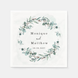 Guardanapo De Papel Casamento Russo Dusty Blue Eucalyptus Greenery