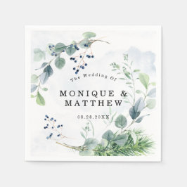 Guardanapo De Papel Casamento Russo Dusty Blue Eucalyptus Greenery